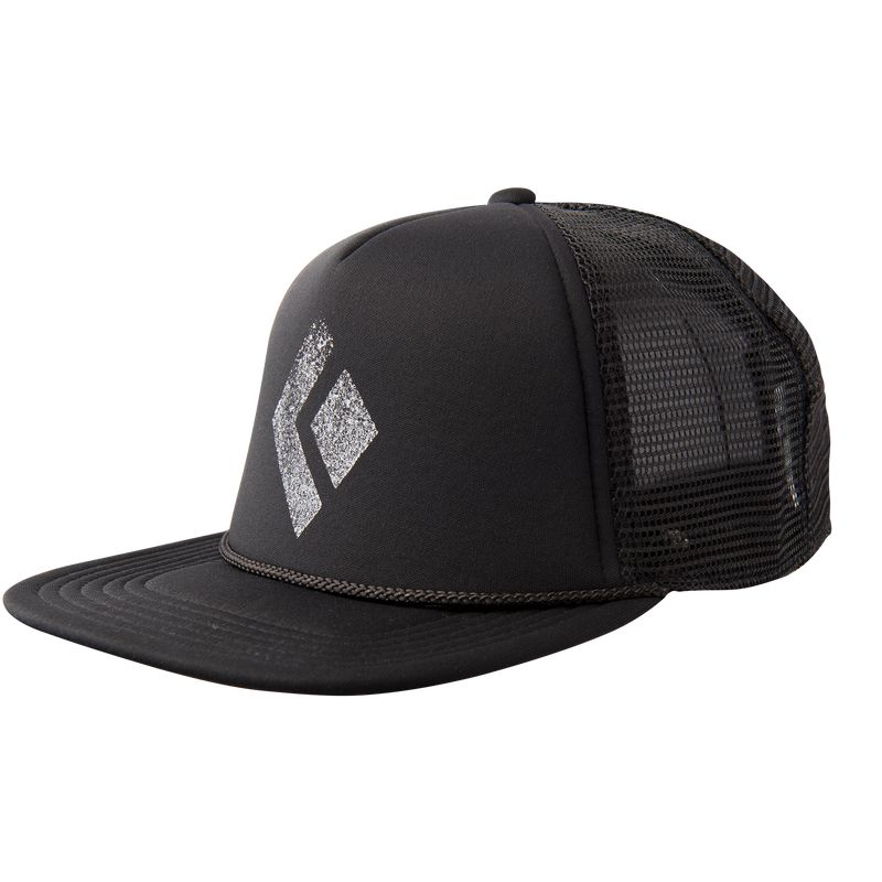 Black Diamond Flat Bill Trucker Hat Unisex Accessories Black | 32798-TVCX