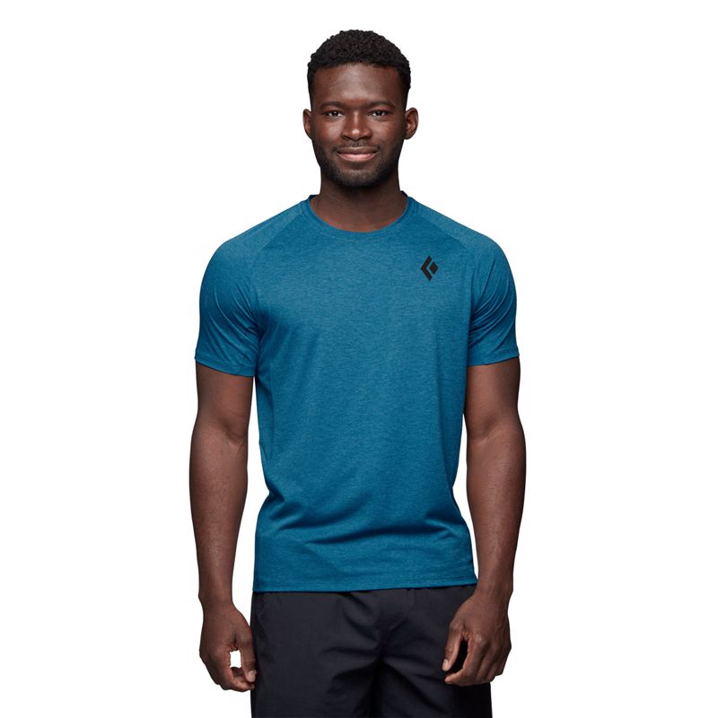 Black Diamond Lightwire SS Tech Men's Tops Blue | 23189-NBSY