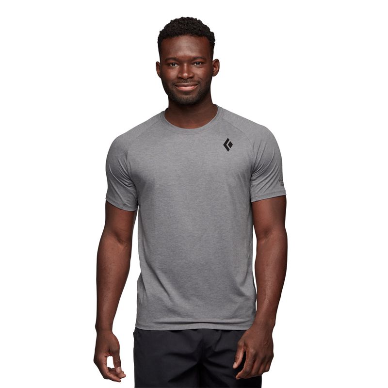 Black Diamond Lightwire SS Tech Men's Tops Grey | 57402-GBXJ