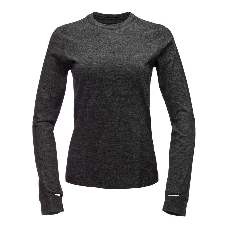 Black Diamond Solution 150 Merino Base Crew Women's Tops Black | 85347-QKCX