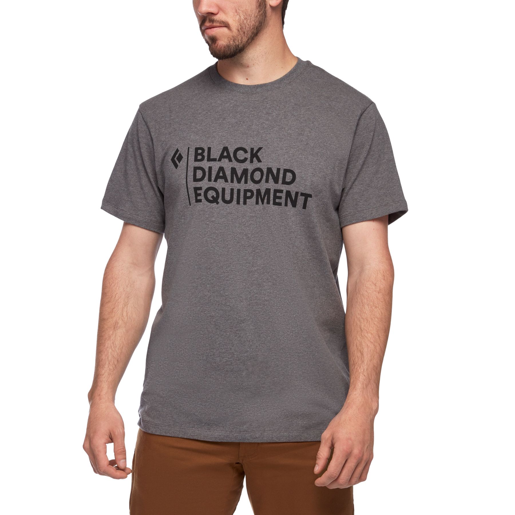 Black Diamond Stacked Logo Men's Tops Grey | 98507-AYCW