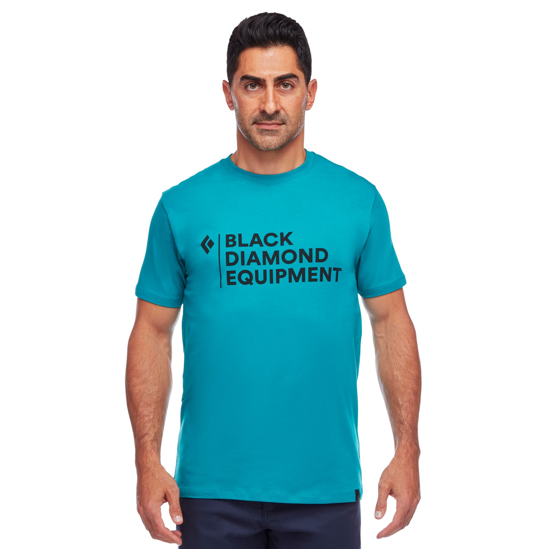 Black Diamond Stacked Logo Men's Tops Turquoise | 46809-AQZX