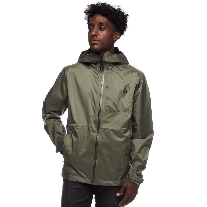 Black Diamond Treeline Rain Shell Men's Jackets Green | 90521-KBVO