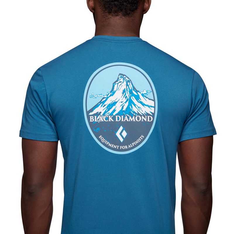 Black Diamond BD Mountain Badge SS Men's Tops Blue | 13562-LNYM