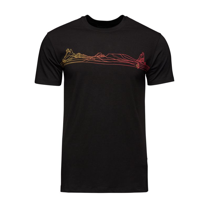 Black Diamond Desert Lines SS Men's Tops Black | 37468-ZEXP