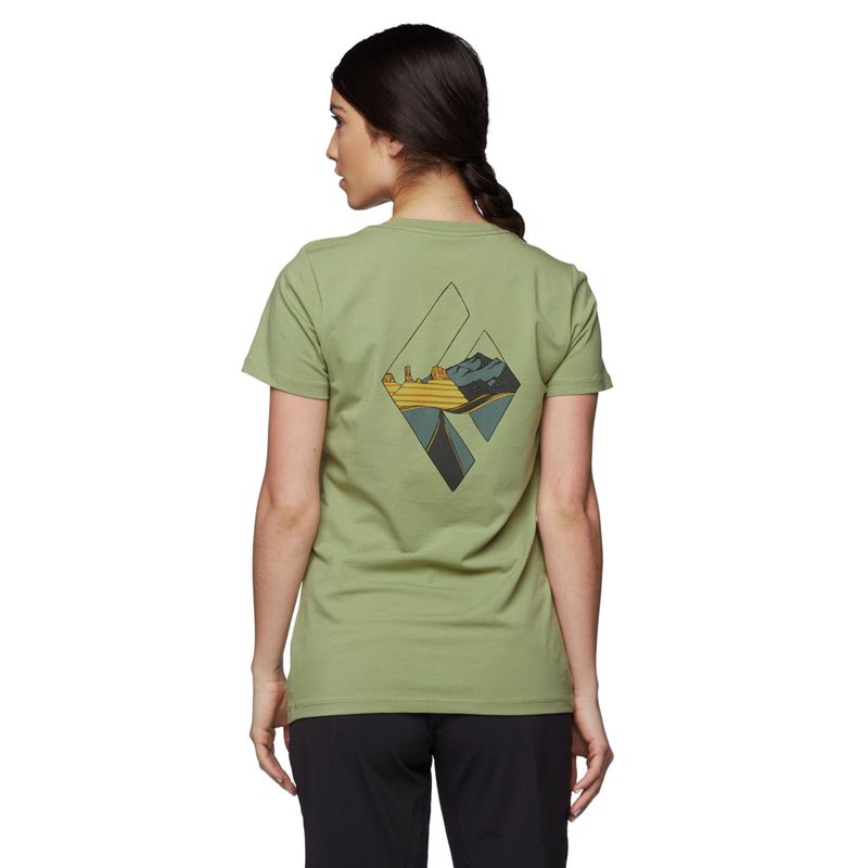 Black Diamond Desert To Mountain SS Women's Tops Green | 83407-VQJP