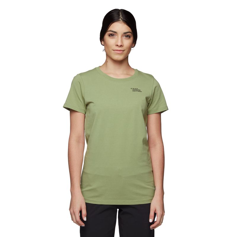 Black Diamond Desert To Mountain SS Women\'s Tops Green | 83407-VQJP