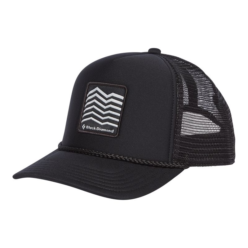 Black Diamond Flat Bill Trucker Hat Unisex Accessories Black | 64931-AMOP