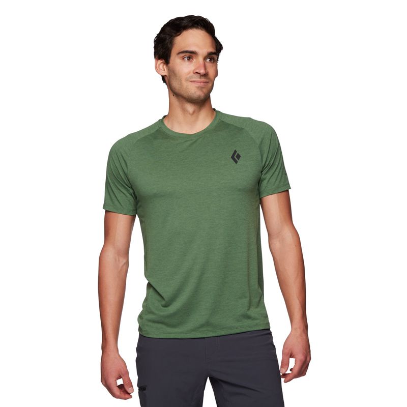 Black Diamond Lightwire SS Tech Men\'s Tops Green | 73862-UCEI