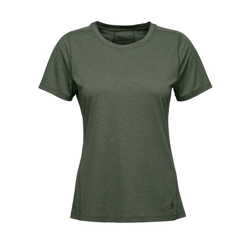 Black Diamond Lightwire SS Tech Women\'s Tops Dark Green | 95174-DEIU