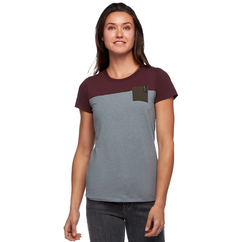 Black Diamond SS Campus Women\'s Tops Black Grey | 96871-ELOV