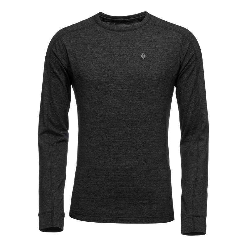 Black Diamond Solution 150 Merino Base Crew Men's Tops Black | 12580-GKEY