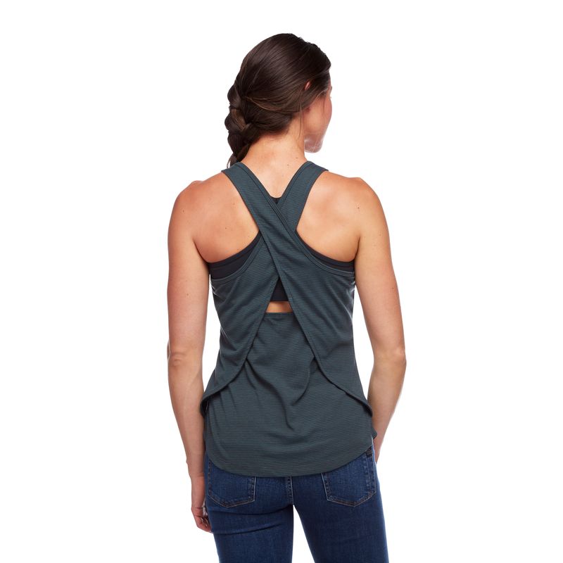 Black Diamond Splitter Women's Tops Dark Grey Stripes | 81294-ANHU