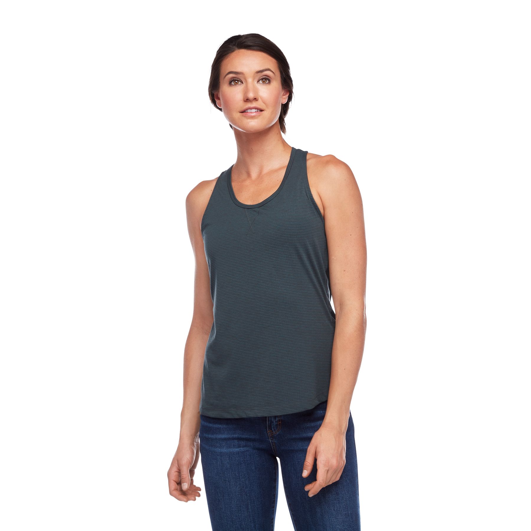 Black Diamond Splitter Women\'s Tops Dark Grey Stripes | 81294-ANHU