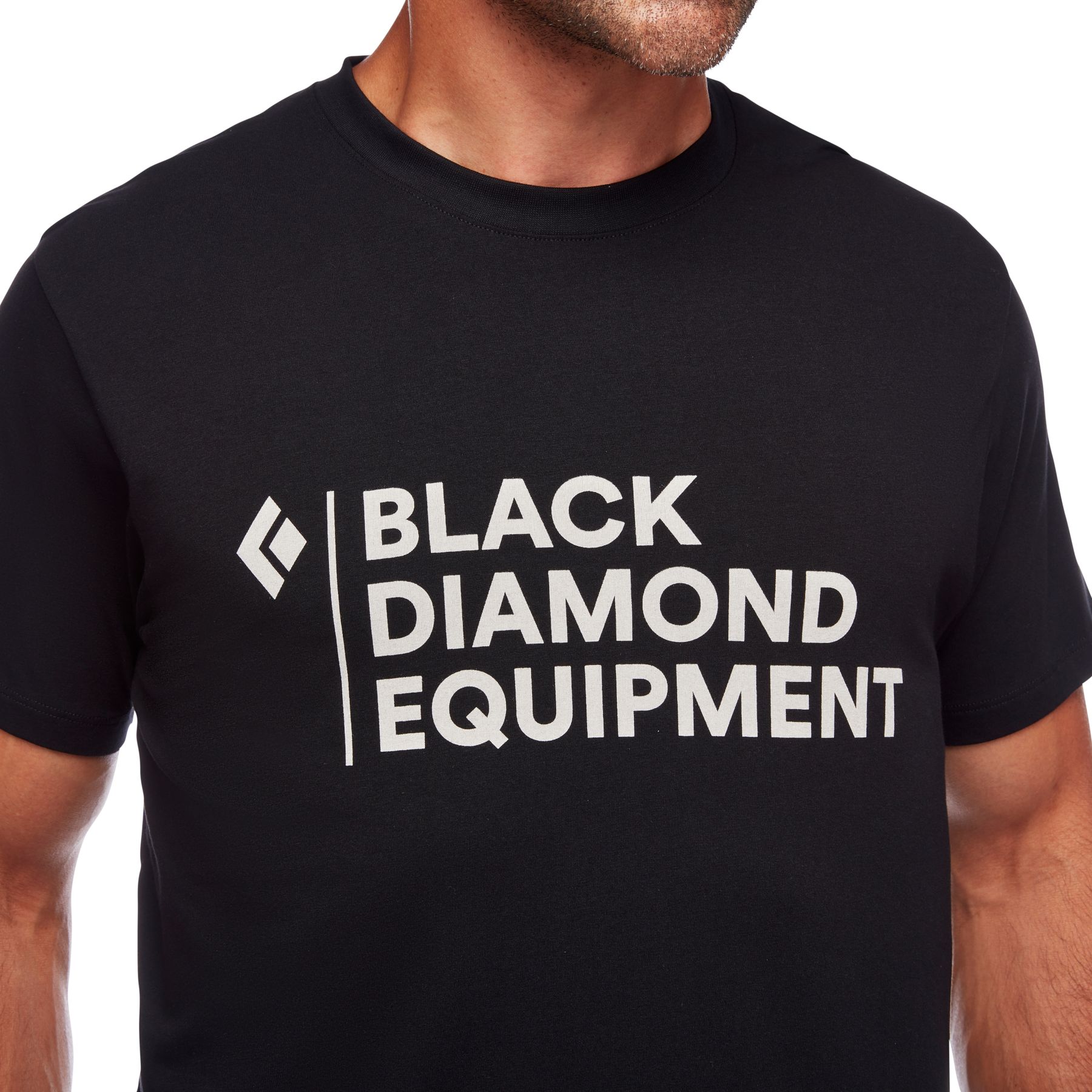 Black Diamond Stacked Logo Men's Tops Black | 09873-NOIL