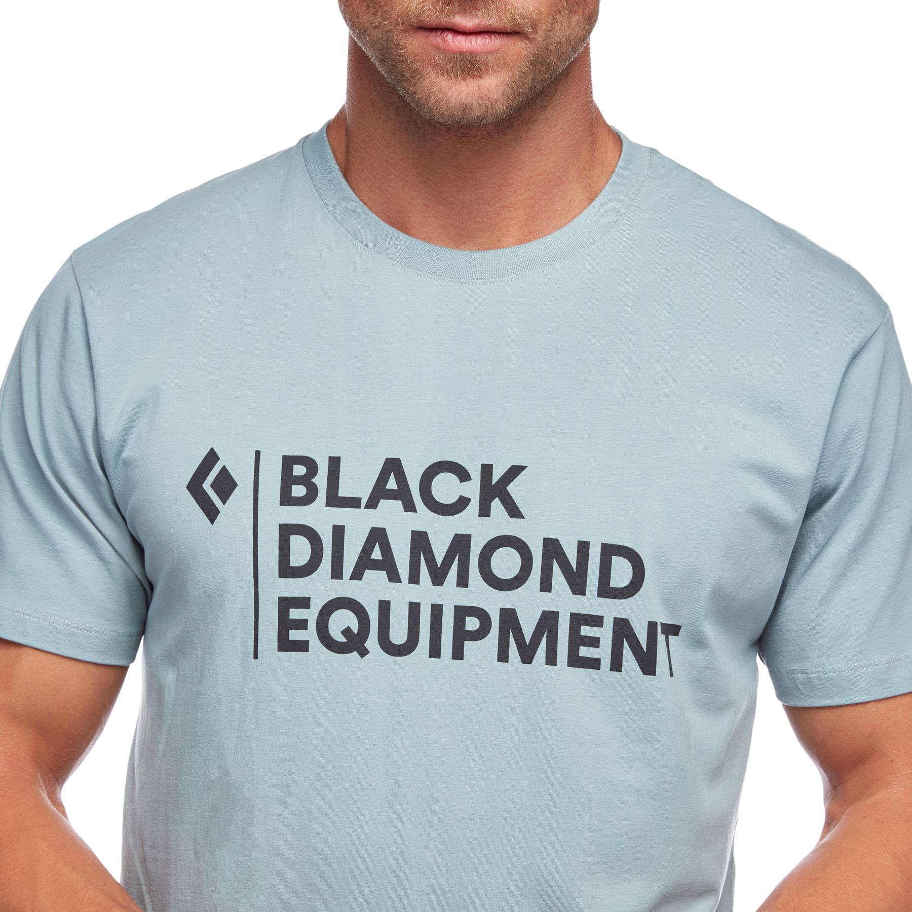 Black Diamond Stacked Logo Men's Tops Blue | 48065-KJCT