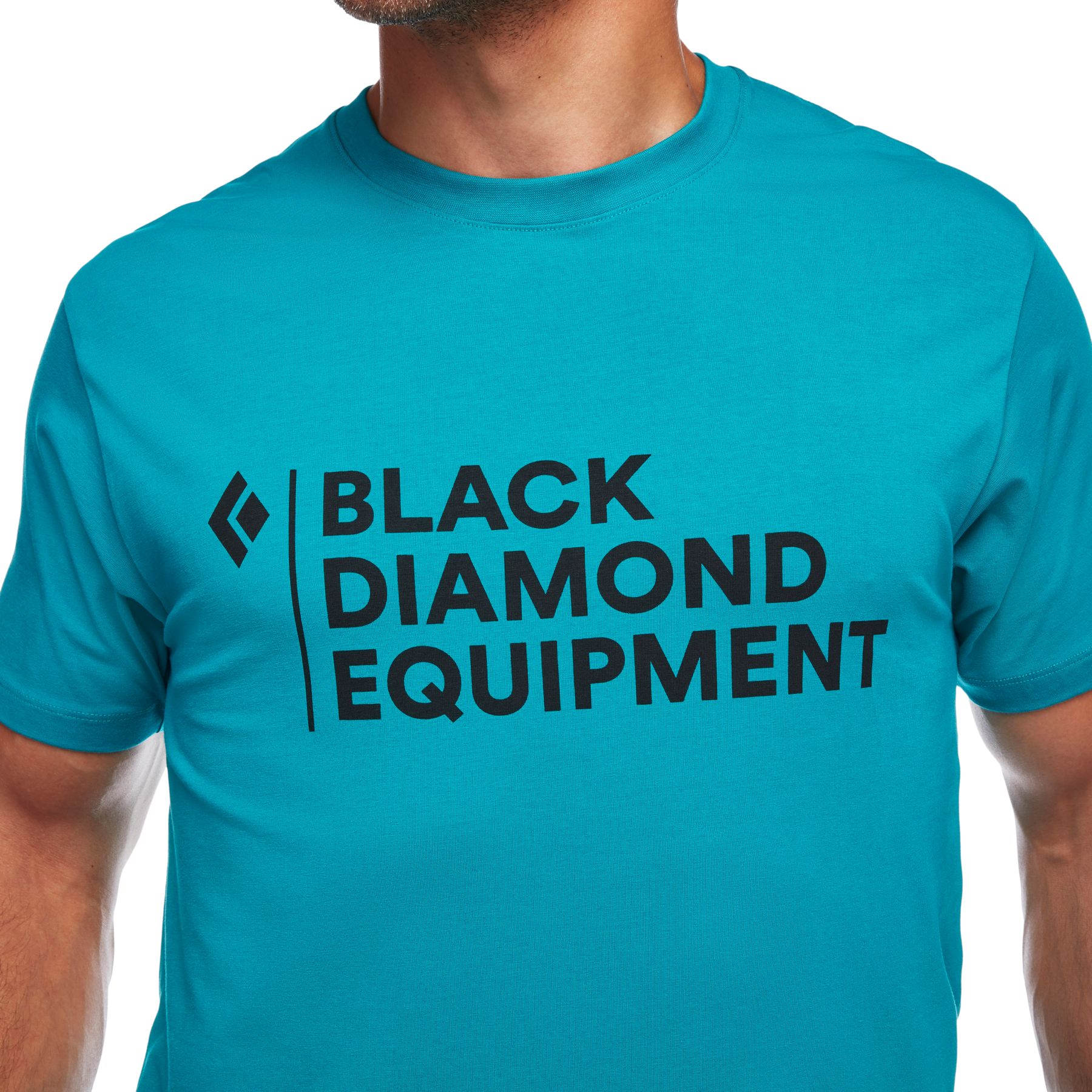 Black Diamond Stacked Logo Men's Tops Turquoise | 46809-AQZX