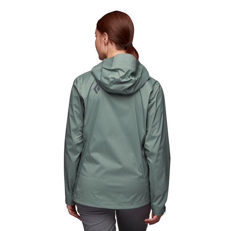 Black Diamond Stormline Stretch Rain Shell Women's Jackets Green | 73502-HUWD