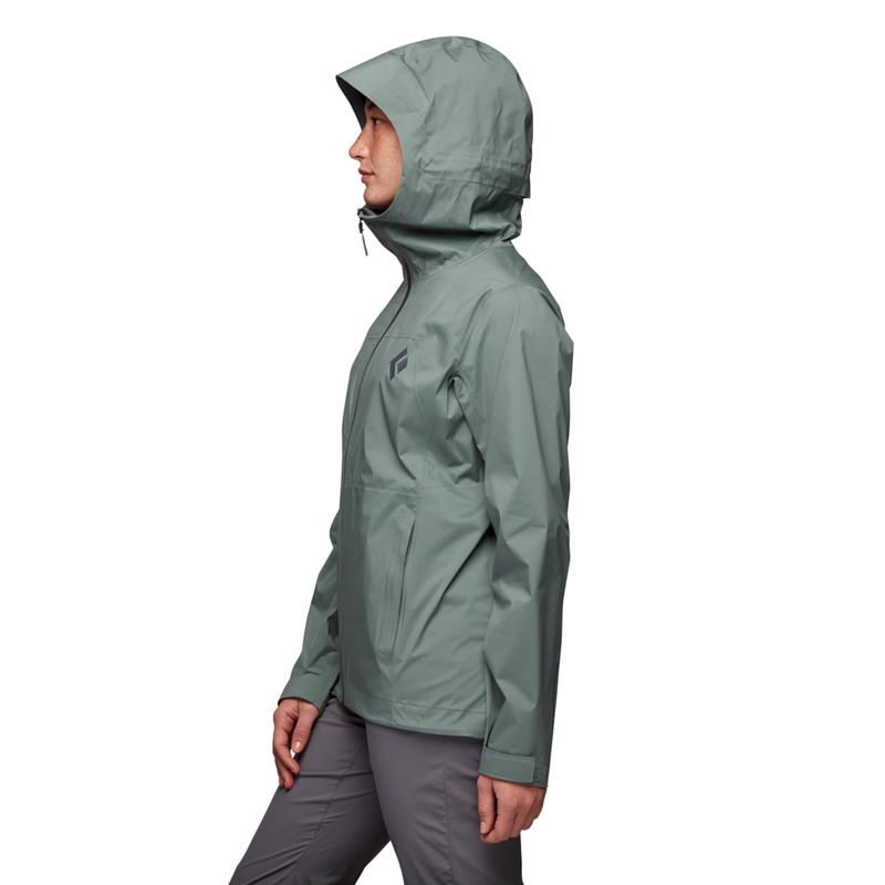 Black Diamond Stormline Stretch Rain Shell Women's Jackets Green | 73502-HUWD