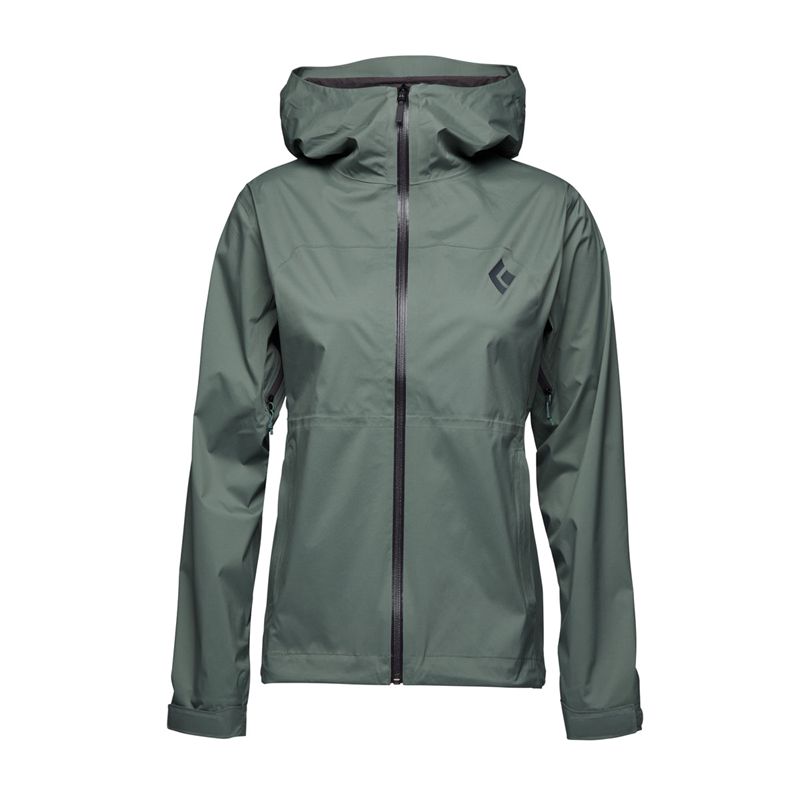 Black Diamond Stormline Stretch Rain Shell Women's Jackets Green | 73502-HUWD