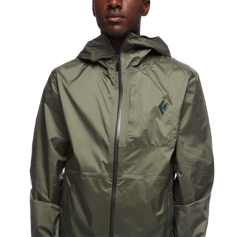 Black Diamond Treeline Rain Shell Men's Jackets Green | 90521-KBVO