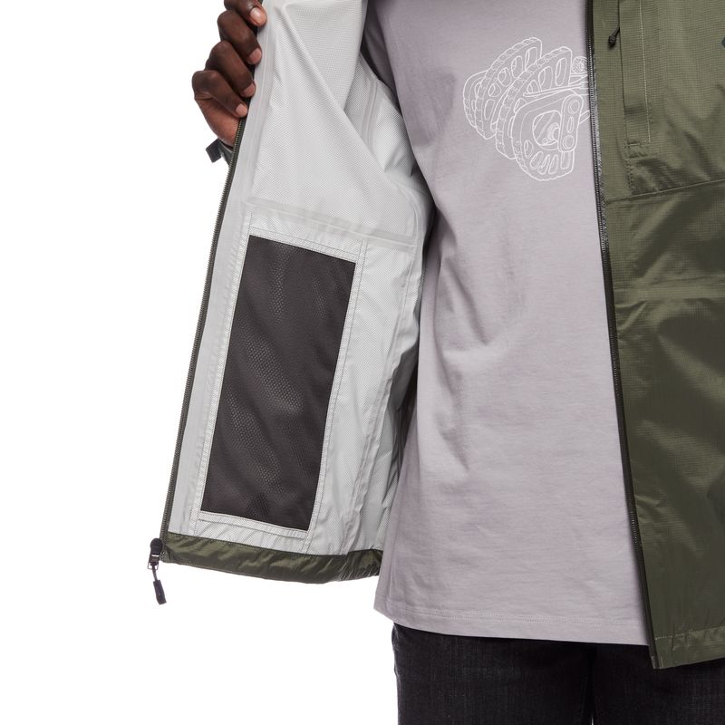 Black Diamond Treeline Rain Shell Men's Jackets Green | 90521-KBVO