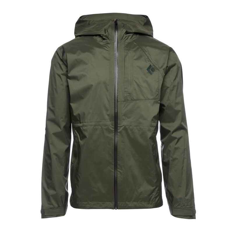 Black Diamond Treeline Rain Shell Men's Jackets Green | 90521-KBVO